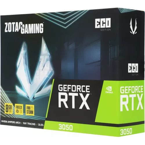 Видеокарта Zotac PCI-E 4.0 RTX 3050 ECO NVIDIA GeForce RTX 3050 8Gb 128bit GDDR6 1777/14000 HDMIx1 DPx3 HDCP Ret