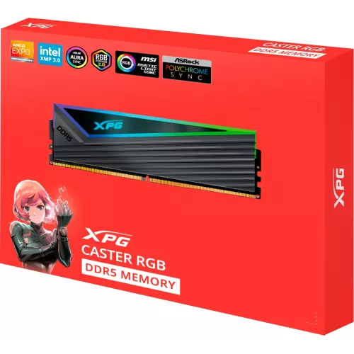 Память DDR5 2x16GB 6400MHz A-Data AX5U6400C3216G-DCCARGY XPG Caster RGB RTL Gaming PC5-51200 CL32 DIMM ECC 288-pin 1.4В kit single rank с радиатором Ret