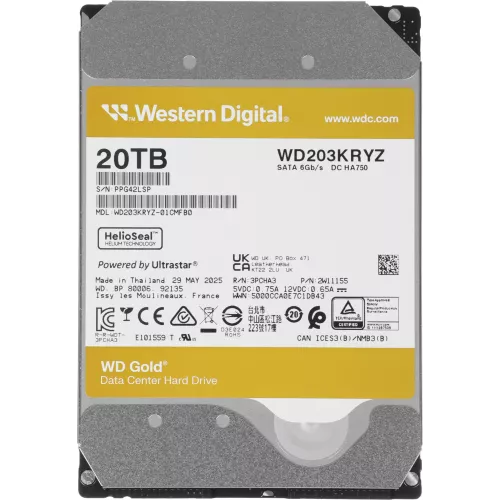 Жесткий диск WD SATA-III 20TB WD203KRYZ Server Gold 512E (7200rpm) 512Mb 3.5"