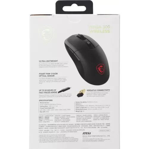 Мышь MSI VERSA 300 W MS-8ZBD черный оптическая 8000dpi беспров. BT/Radio USB 5but (S12-4301260-CLA)