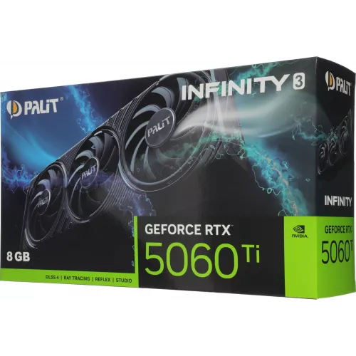 Видеокарта Palit PCI-E 5.0 PA-RTX5060Ti INFINITY 3 NVIDIA GeForce RTX 5060TI 8Gb 128bit GDDR7 2407/28000 HDMIx1 DPx3 HDCP Ret