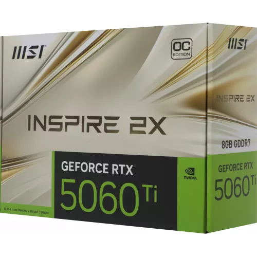 Видеокарта MSI PCI-E 5.0 RTX 5060 TI 8G INSPIRE 2X OC NVIDIA GeForce RTX 5060TI 8Gb 128bit GDDR7 2617/28000 HDMIx1 DPx3 HDCP Ret
