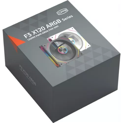 Вентилятор для корпуса PcCooler F3 X120 ARGB 120х120x25 черный 4-pin 28.4дБ (F3X120-BKAC112-GL) Ret