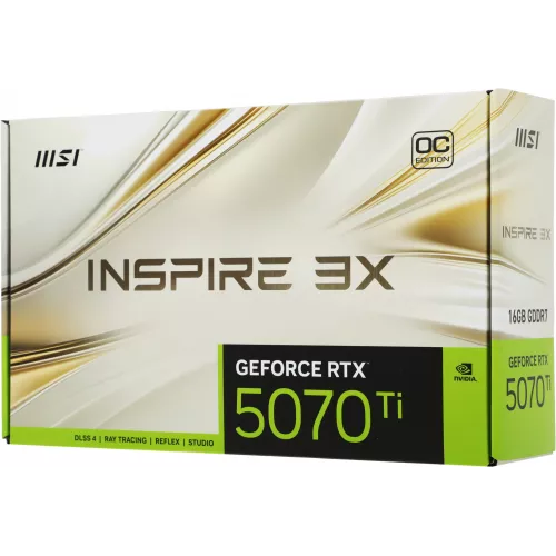 Видеокарта MSI PCI-E 5.0 RTX 5070 TI 16G INSPIRE 3X OC NVIDIA GeForce RTX 5070TI 16Gb 256bit GDDR7 2482/28000 HDMIx1 DPx3 HDCP Ret