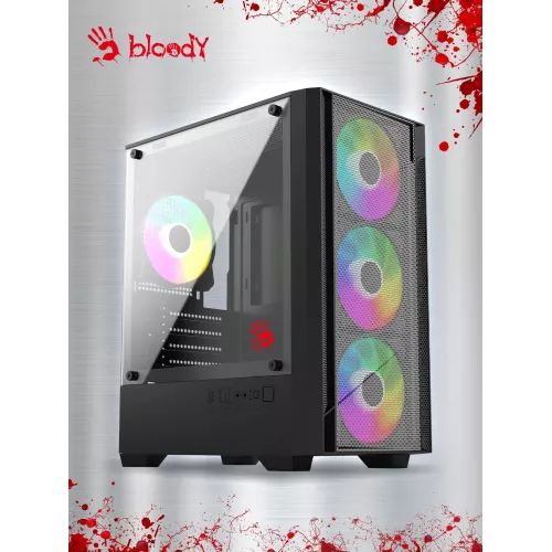 Корпус Bloody CC-124 черный без БП mATX 8x120mm 2xUSB2.0 1xUSB3.0 audio bott PSU