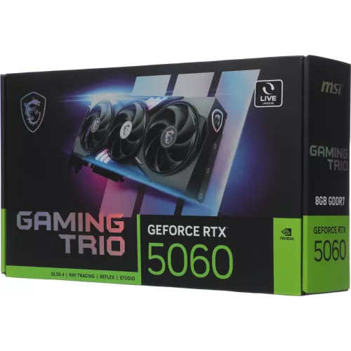 Видеокарта MSI PCI-E 5.0 RTX 5060 8G GAMING TRIO NVIDIA GeForce RTX 5060 8Gb 128bit GDDR7 2497/28000 HDMIx1 DPx3 HDCP Ret