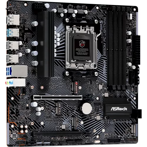 Материнская плата Asrock B650M PG LIGHTNING Socket AM5 AMD B650 4xDDR5 mATX AC`97 8ch(7.1) 2.5Gg RAID+HDMI+DP