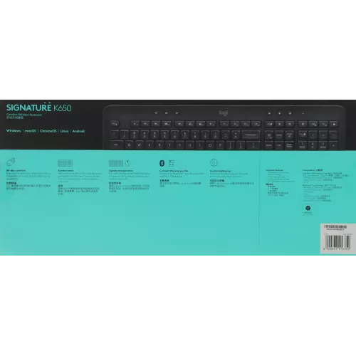 Клавиатура Logitech K650 черный USB беспроводная BT/Radio Multimedia (подставка для запястий) (920-010954)