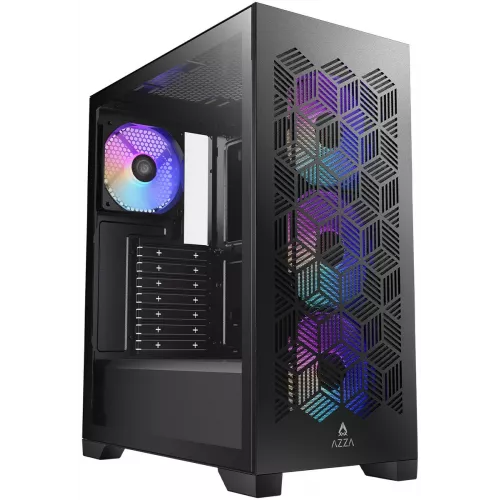 Корпус Azza AEROHEX черный без БП ATX 6x120mm 2x140mm 1xUSB2.0 1xUSB3.0 audio bott PSU