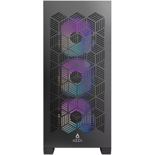 Корпус Azza AEROHEX черный без БП ATX 6x120mm 2x140mm 1xUSB2.0 1xUSB3.0 audio bott PSU