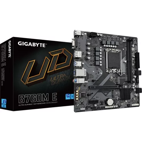 Материнская плата Gigabyte B760M E Soc-1700 Intel B760 2xDDR5 mATX AC`97 8ch(7.1) GbLAN RAID+VGA+HDMI+DP