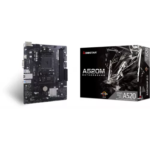 Материнская плата Biostar A520MHP 2.0 Soc-AM4 AMD A520 2xDDR4 mATX AC`97 8ch(7.1) GbLAN RAID+VGA+HDMI