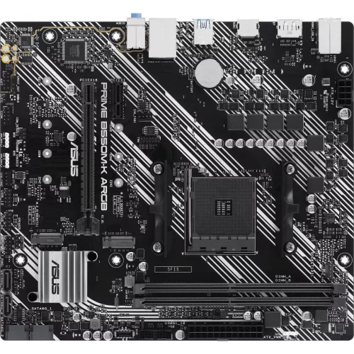 Материнская плата Asus PRIME B550M-K ARGB Soc-AM4 AMD B550 2xDDR4 mATX AC`97 8ch(7.1) GbLAN RAID+HDMI+DP