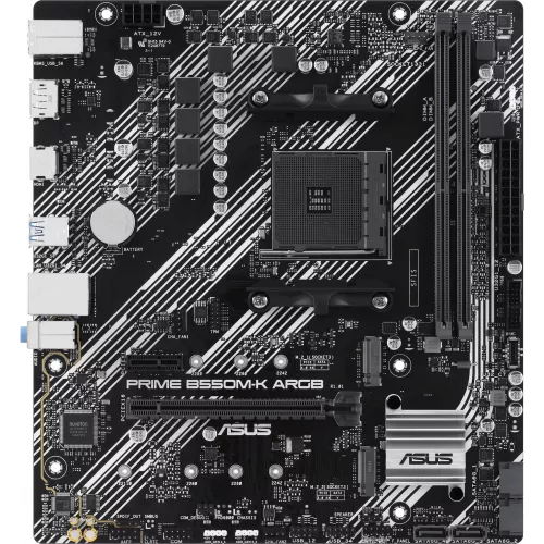 Материнская плата Asus PRIME B550M-K ARGB Soc-AM4 AMD B550 2xDDR4 mATX AC`97 8ch(7.1) GbLAN RAID+HDMI+DP