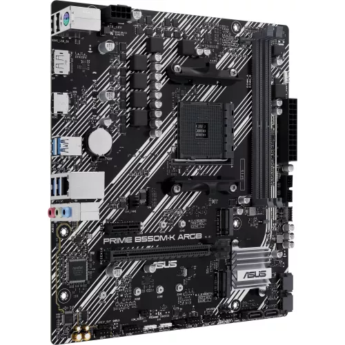 Материнская плата Asus PRIME B550M-K ARGB Soc-AM4 AMD B550 2xDDR4 mATX AC`97 8ch(7.1) GbLAN RAID+HDMI+DP