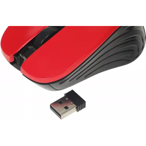 Мышь Оклик 545MW черный/красный оптическая 1600dpi беспров. USB для ноутбука 4but (368631)