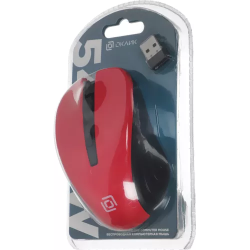 Мышь Оклик 545MW черный/красный оптическая 1600dpi беспров. USB для ноутбука 4but (368631)