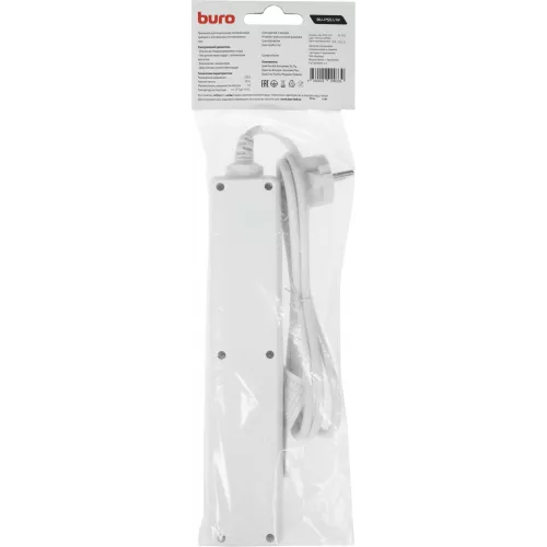 Сетевой удлинитель Buro BU-PS5.1/W 1.5м (5 розеток) белый (пакет ПЭ)