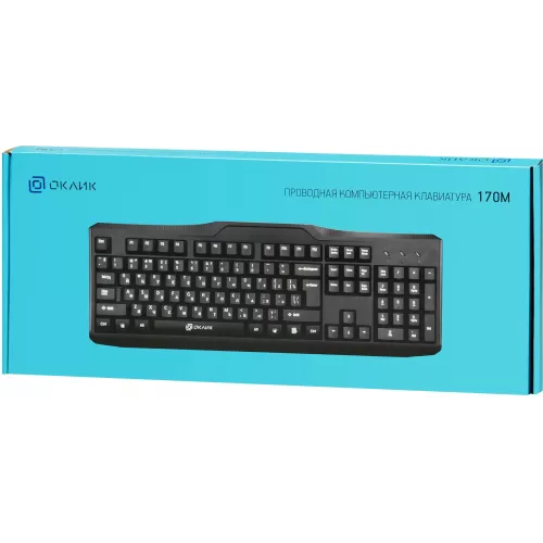 Клавиатура Оклик 170M черный USB (855272) кабель 1.5м