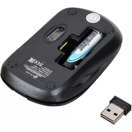 Мышь Оклик 445MW черный оптическая 1600dpi беспров. USB 3but (945817)