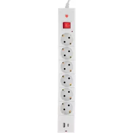 Сетевой фильтр Buro BU-SP1.8_USB_2A-W 1.8м (6 розеток) белый (коробка)