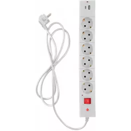 Сетевой фильтр Buro BU-SP1.8_USB_2A-W 1.8м (6 розеток) белый (коробка)