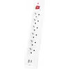 Сетевой фильтр Buro BU-SP1.8_USB_2A-W 1.8м (6 розеток) белый (коробка)