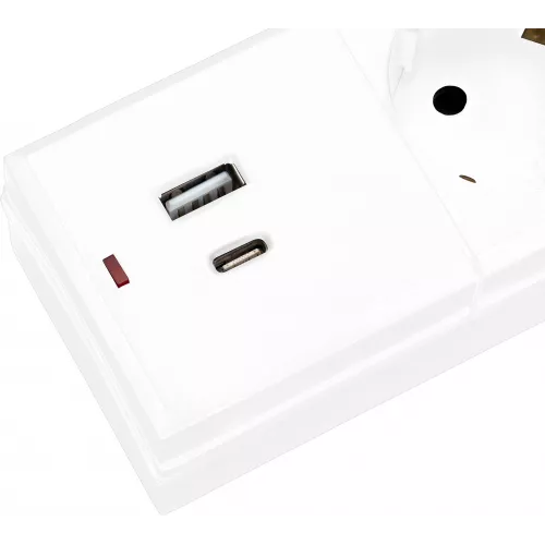 Сетевой фильтр Buro BU-SP1.8_USB_2A-W 1.8м (6 розеток) белый (коробка)
