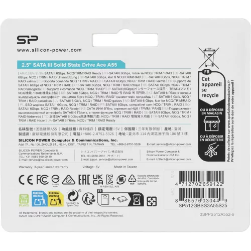 Накопитель SSD Silicon Power SATA-III 512GB SP512GBSS3A55S25 Ace A55 2.5"