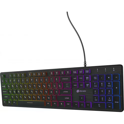 Клавиатура Оклик 550ML черный USB slim Multimedia LED (1061617) кабель 1.5м