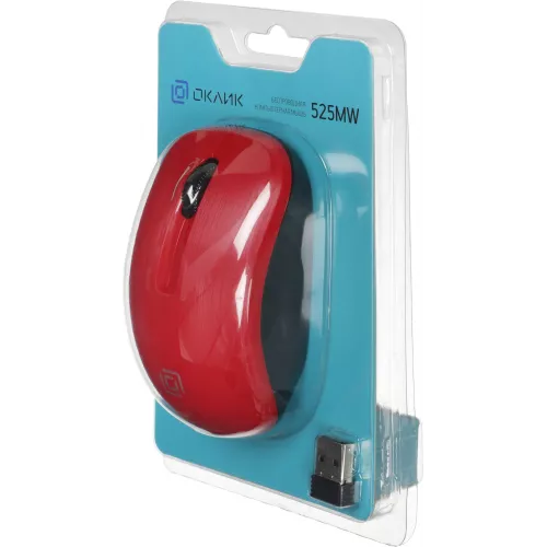 Мышь Оклик 525MW черный/красный оптическая 1000dpi беспров. USB для ноутбука 3but (1090720)