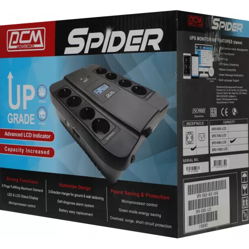 Источник бесперебойного питания Powercom Spider SPD-900U LCD 540Вт 900ВА черный