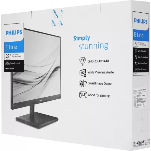 Монитор Philips 27" 275E1S черный IPS LED 16:9 HDMI матовая 1000:1 250cd 178гр/178гр 2560x1440 75Hz VGA DP 2K 3.99кг