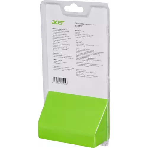 Мышь Acer OMR032 черный/красный оптическая 1600dpi беспров. USB 4but (ZL.MCEEE.009)