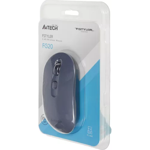 Мышь A4Tech Fstyler FG20 пепельный/синий оптическая 2000dpi беспров. USB для ноутбука 4but (FG20 ASH BLUE)