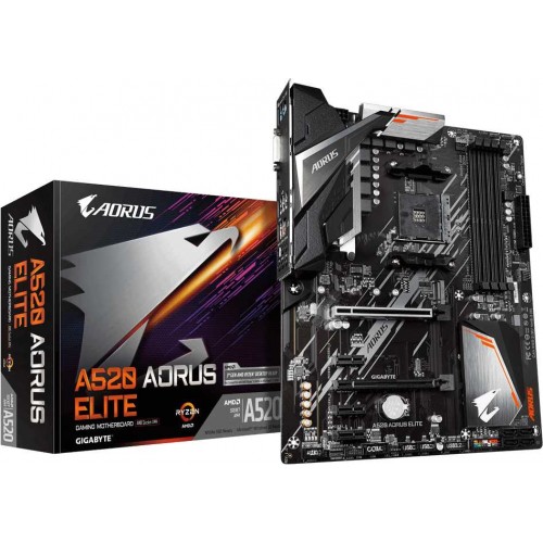 Материнская плата Gigabyte A520 AORUS ELITE Soc-AM4 AMD A520 4xDDR4 ATX AC`97 8ch(7.1) GbLAN RAID+DVI+HDMI