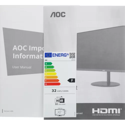 Монитор AOC 31.5" Value Line Q32V4 черный IPS LED 4ms 16:9 HDMI M/M матовая 250cd 178гр/178гр 2560x1440 75Hz DP 2K 6.8кг