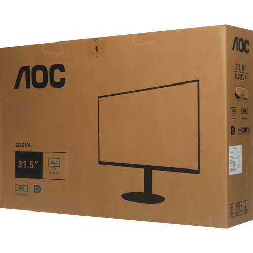 Монитор AOC 31.5" Value Line Q32V4 черный IPS LED 4ms 16:9 HDMI M/M матовая 250cd 178гр/178гр 2560x1440 75Hz DP 2K 6.8кг