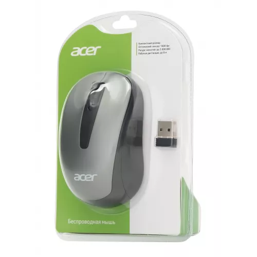 Мышь Acer OMR134 серый оптическая 1000dpi беспров. USB для ноутбука 3but (ZL.MCEEE.01H)