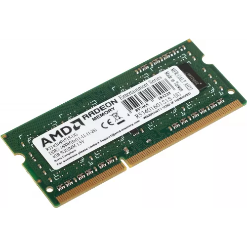 Память DDR3 4Gb 1600MHz AMD R534G1601S1S-UG RTL PC3-12800 CL11 SO-DIMM 204-pin 1.5В Ret