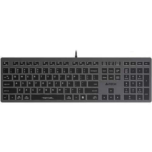 Клавиатура A4Tech FX60H серый USB slim LED (FX60H GREY/WHITE) кабель 1.5м