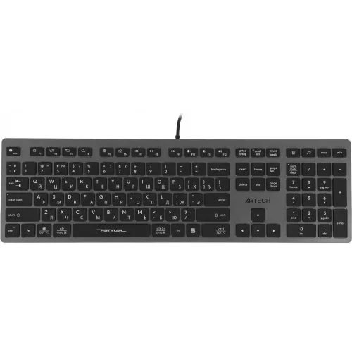 Клавиатура A4Tech FX60H серый USB slim LED (FX60H GREY/WHITE) кабель 1.5м
