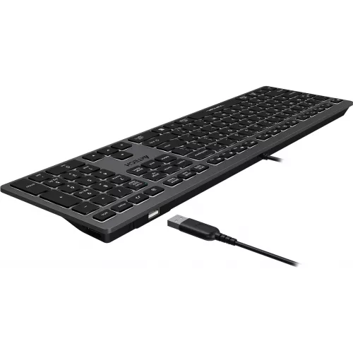 Клавиатура A4Tech FX60H серый USB slim LED (FX60H GREY/WHITE) кабель 1.5м