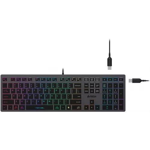 Клавиатура A4Tech FX60H серый USB slim LED (FX60H GREY/NEON) кабель 1.5м