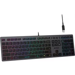 Клавиатура A4Tech FX60H серый USB slim LED (FX60H GREY/NEON) кабель 1.5м