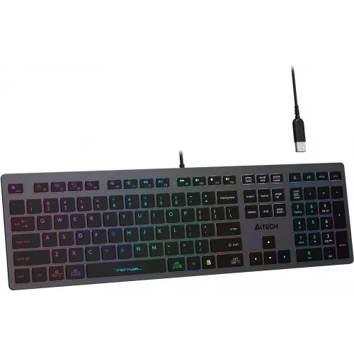 Клавиатура A4Tech FX60H серый USB slim LED (FX60H GREY/NEON) кабель 1.5м