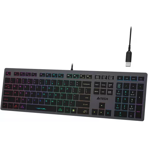 Клавиатура A4Tech FX60H серый USB slim LED (FX60H GREY/NEON) кабель 1.5м