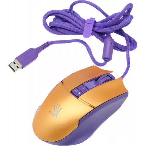 Мышь A4Tech Bloody L65 Max желтый/фиолетовый оптическая 12000dpi USB 6but (L65 MAX/ROYAL VIOLET)
