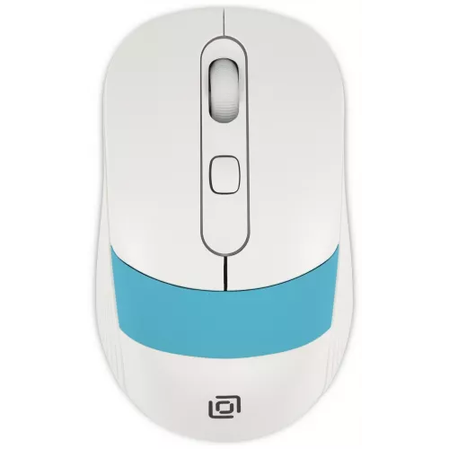 Мышь Оклик 310MW белый/синий оптическая 3200dpi беспров. USB для ноутбука 4but (1869094)
