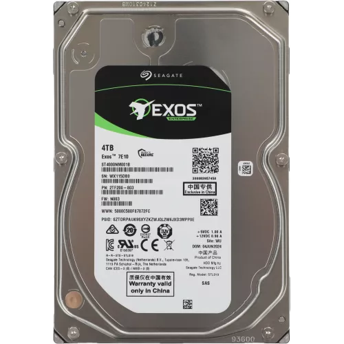 Жесткий диск Seagate SAS 3.0 4Tb ST4000NM001B Server Exos 7E10 512N (7200rpm) 256Mb 3.5"